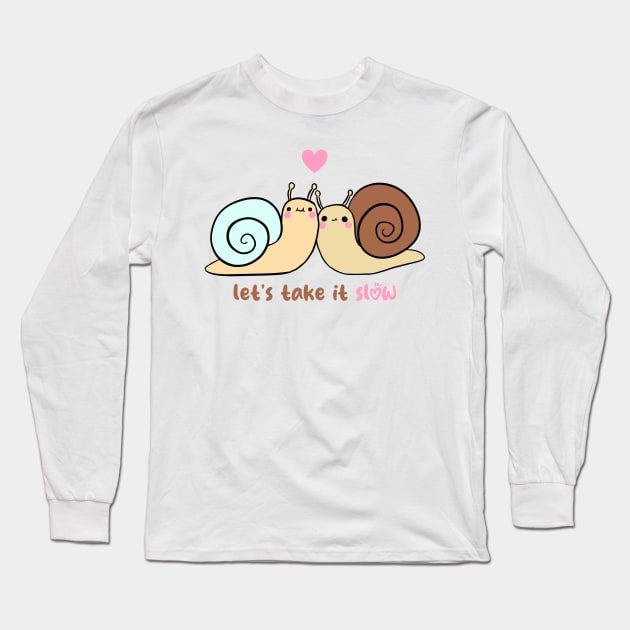 Let's take it slow a cute snail couple Long Sleeve T-Shirt by Yarafantasyart